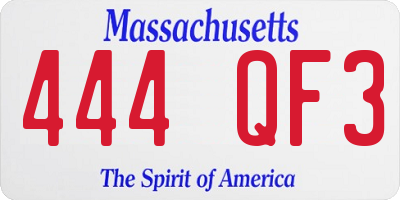 MA license plate 444QF3