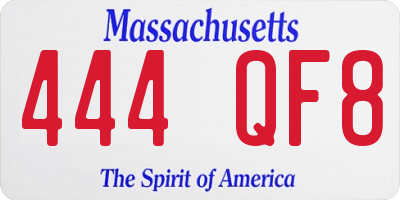 MA license plate 444QF8
