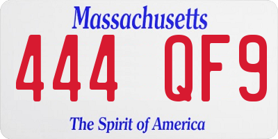MA license plate 444QF9