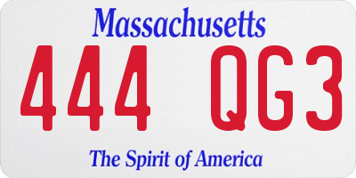 MA license plate 444QG3