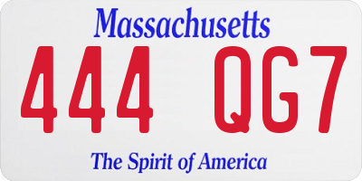 MA license plate 444QG7