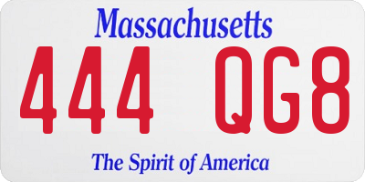 MA license plate 444QG8