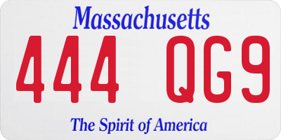 MA license plate 444QG9