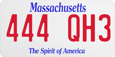 MA license plate 444QH3