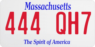 MA license plate 444QH7