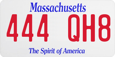 MA license plate 444QH8
