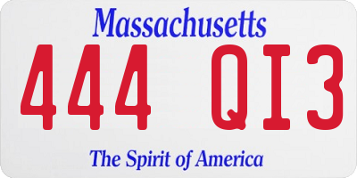 MA license plate 444QI3