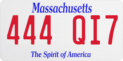 MA license plate 444QI7