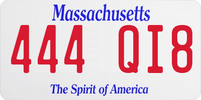 MA license plate 444QI8