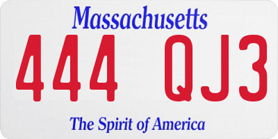MA license plate 444QJ3
