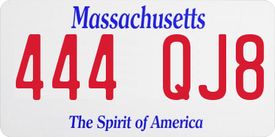 MA license plate 444QJ8