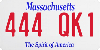 MA license plate 444QK1