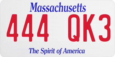MA license plate 444QK3