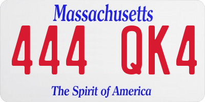 MA license plate 444QK4