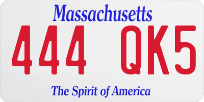 MA license plate 444QK5