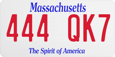 MA license plate 444QK7