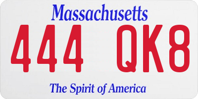 MA license plate 444QK8