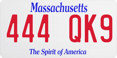 MA license plate 444QK9