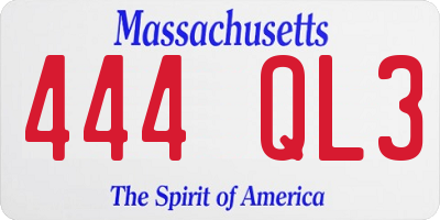 MA license plate 444QL3