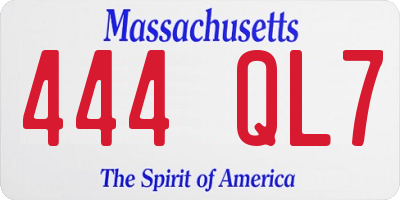 MA license plate 444QL7