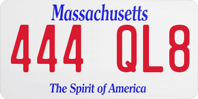 MA license plate 444QL8