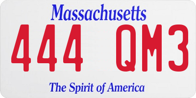 MA license plate 444QM3