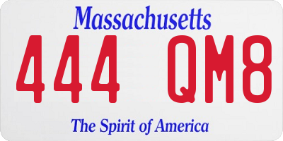 MA license plate 444QM8