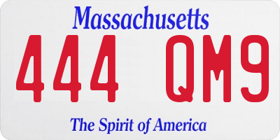 MA license plate 444QM9