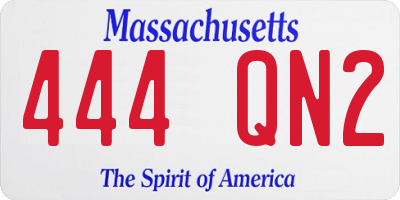 MA license plate 444QN2