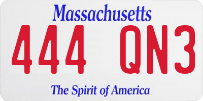 MA license plate 444QN3