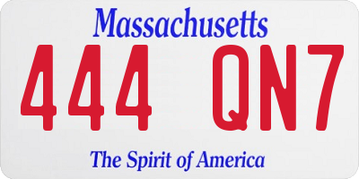 MA license plate 444QN7