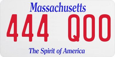 MA license plate 444QO0