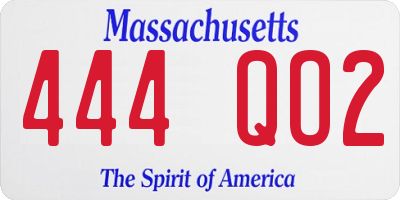 MA license plate 444QO2