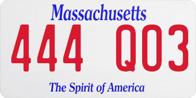MA license plate 444QO3
