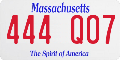 MA license plate 444QO7