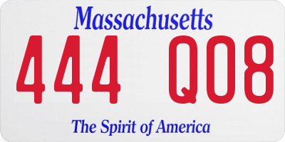 MA license plate 444QO8