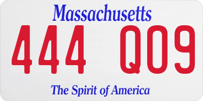 MA license plate 444QO9