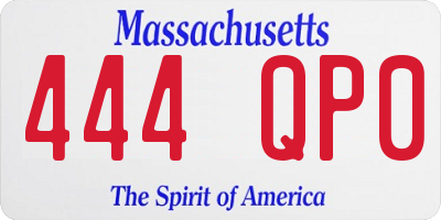 MA license plate 444QP0