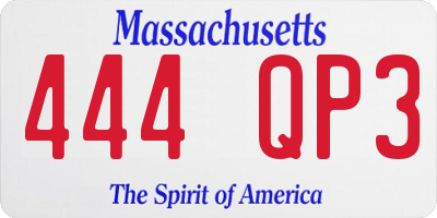 MA license plate 444QP3