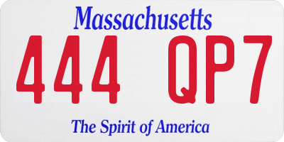 MA license plate 444QP7