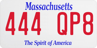 MA license plate 444QP8