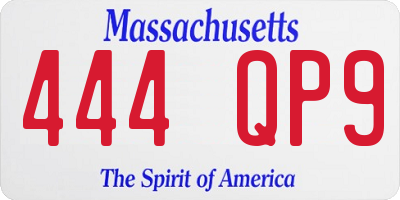 MA license plate 444QP9
