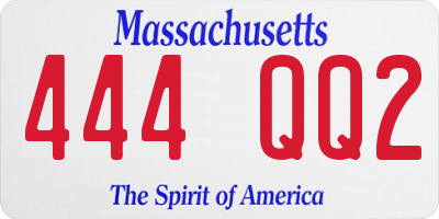 MA license plate 444QQ2