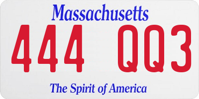 MA license plate 444QQ3