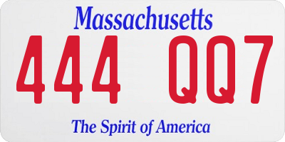 MA license plate 444QQ7