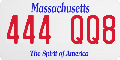 MA license plate 444QQ8