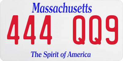 MA license plate 444QQ9