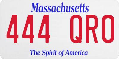 MA license plate 444QR0