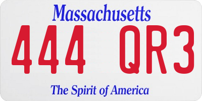 MA license plate 444QR3