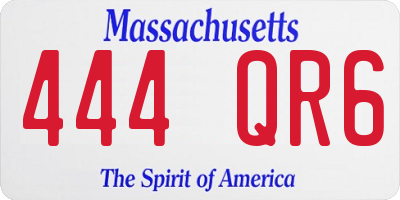 MA license plate 444QR6